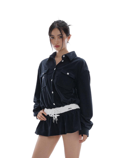 SweetChilling Intellectual Style Corduroy Shirt Dress