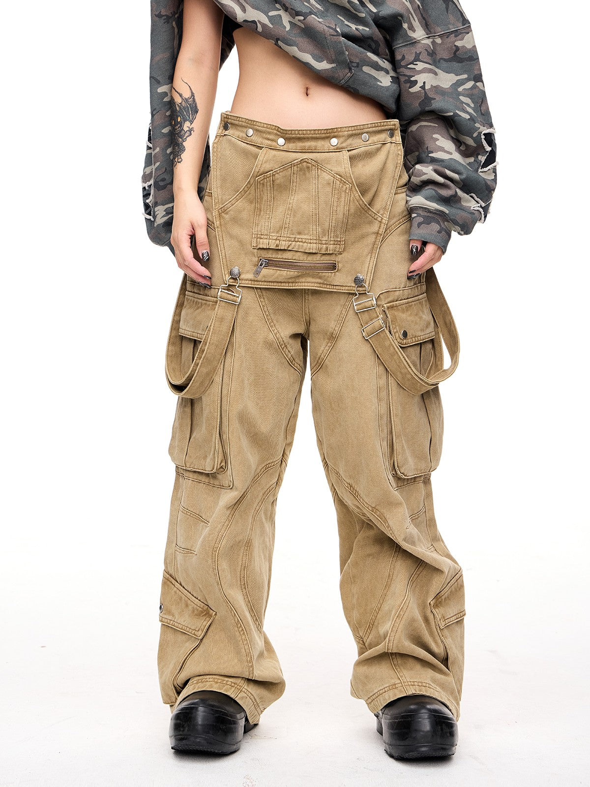 Deconstruct Pocket Jumpsuit Distressed Denim Bundle