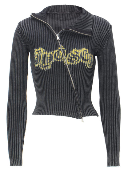 JYOSEI Acid Wash Print Turtleneck Knit Sweater