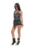 JYOSEI Animal Print Union Jack Patchwork Studded Tie Back Women&