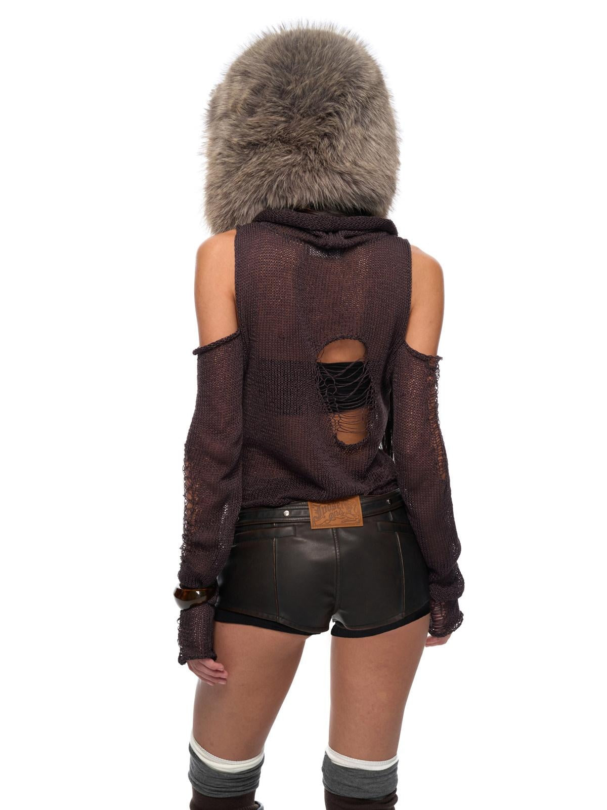 JYOSEI Asymmetric Distressed Low Waist Slim Pu Washed Black Brown Casual Shorts
