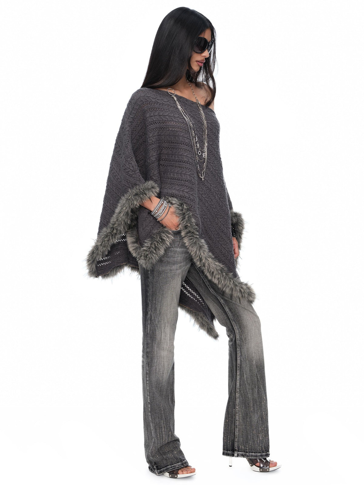 JYOSEI Asymmetric Hollow Out Merino Wool Women&