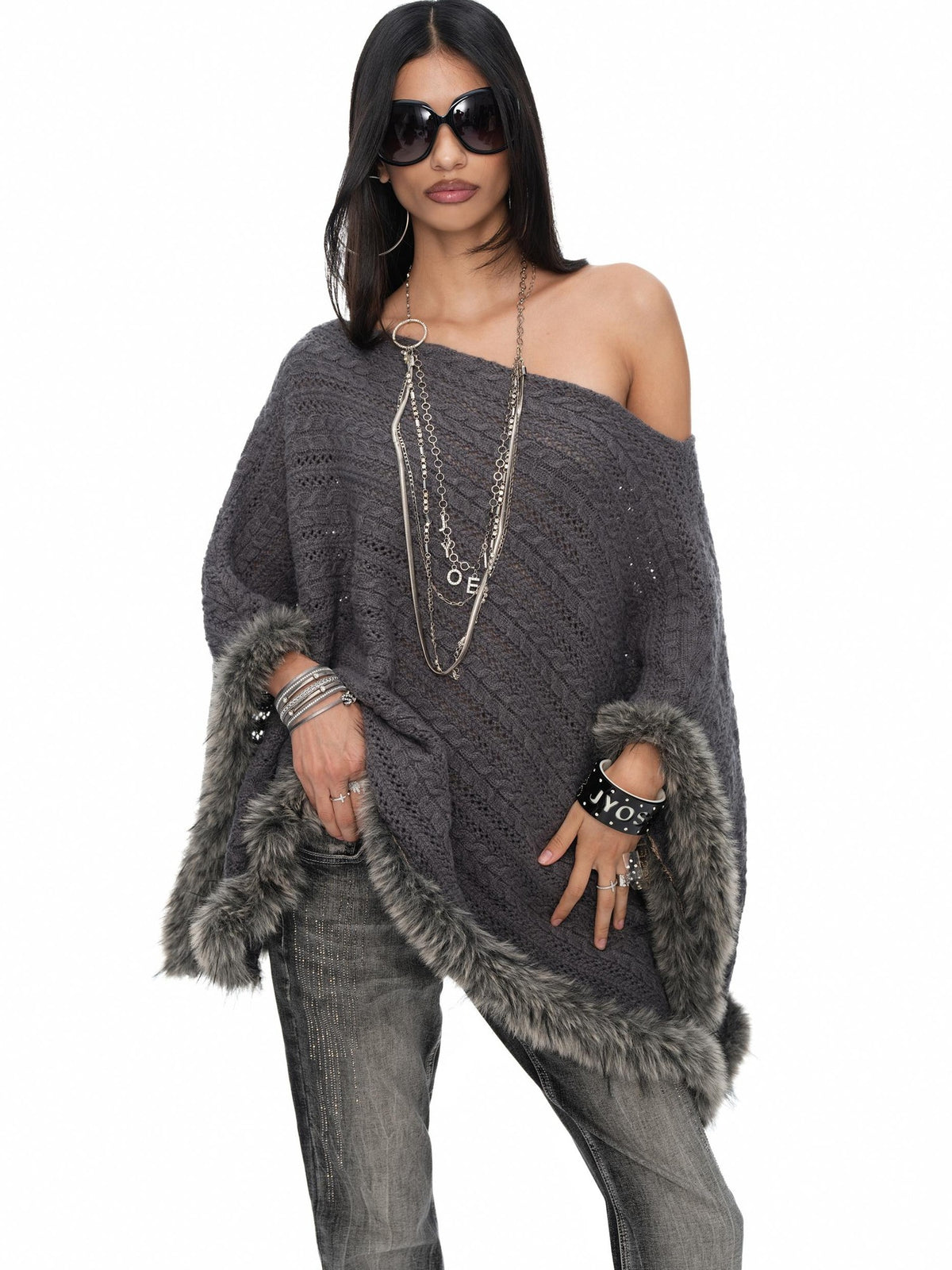 JYOSEI Asymmetric Hollow Out Merino Wool Women&