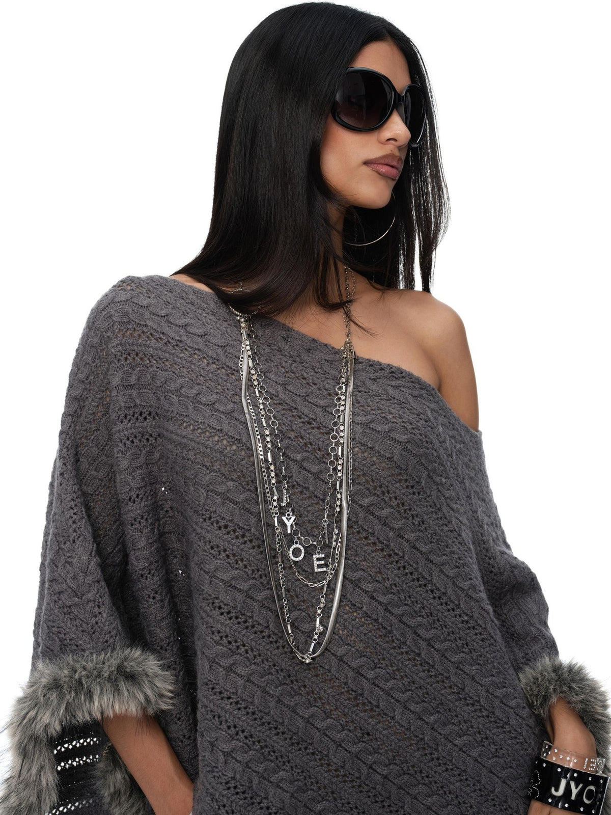 JYOSEI Asymmetric Hollow Out Merino Wool Women&