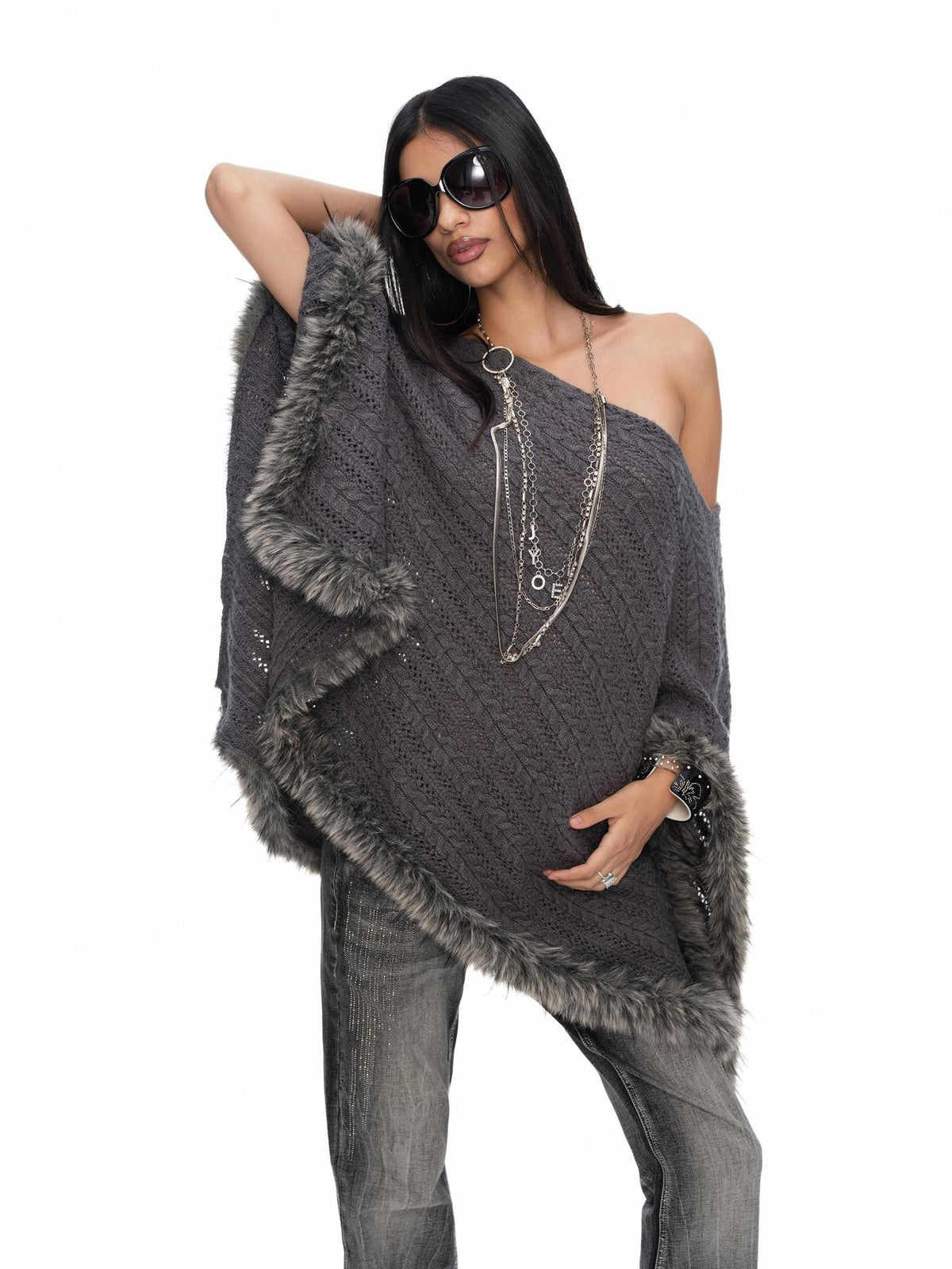 JYOSEI Asymmetric Hollow Out Merino Wool Women&