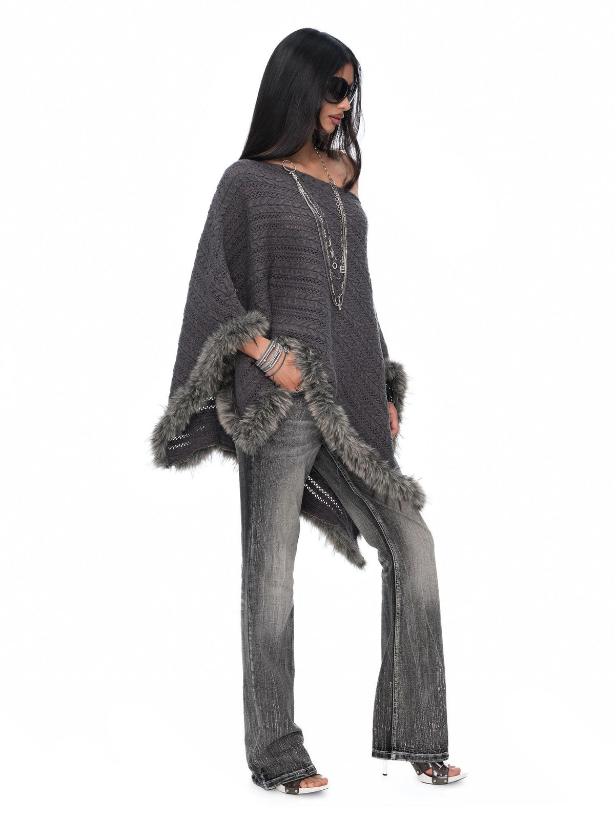 JYOSEI Asymmetric Hollow Out Merino Wool Women&