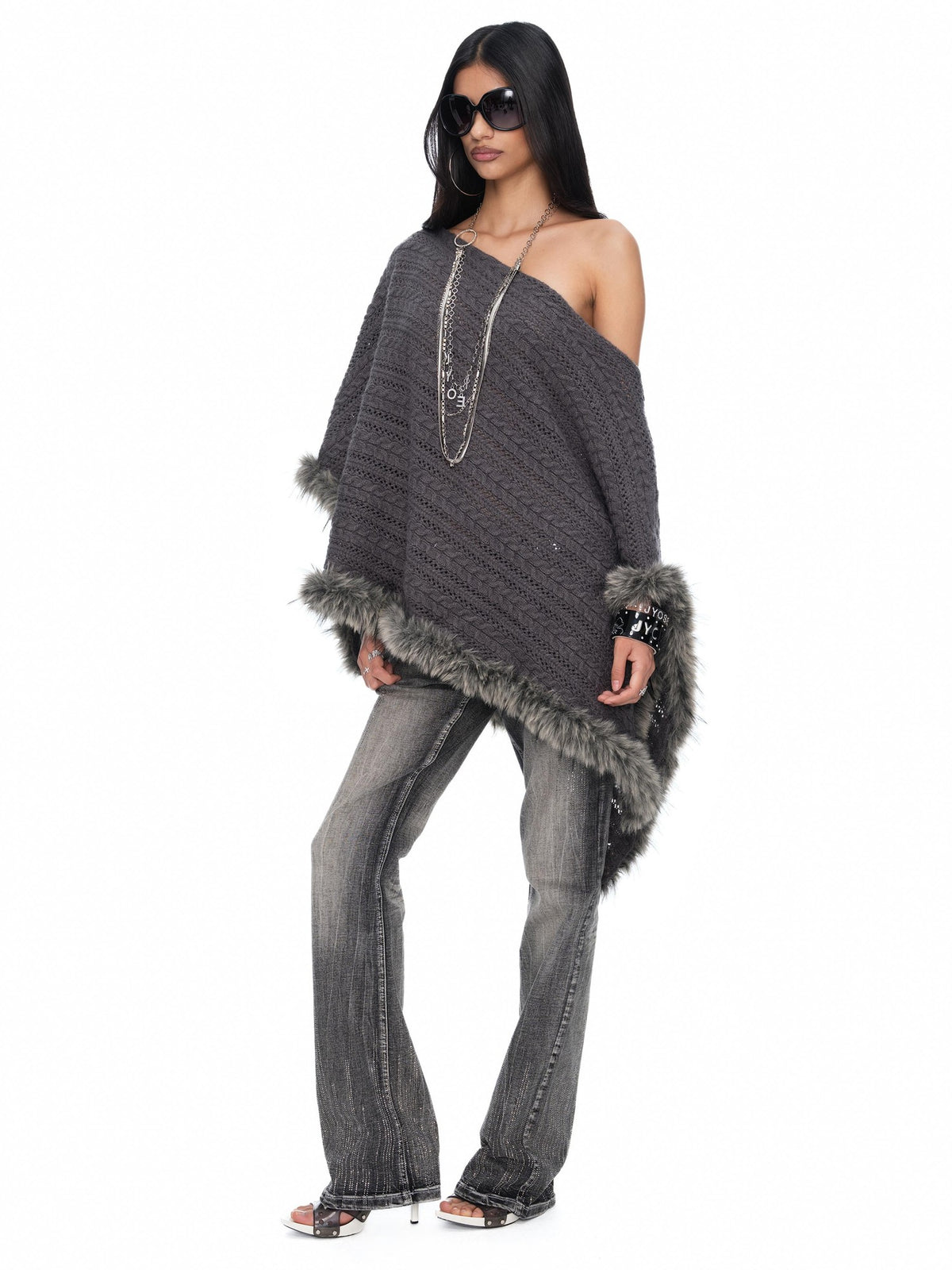 JYOSEI Asymmetric Hollow Out Merino Wool Women&