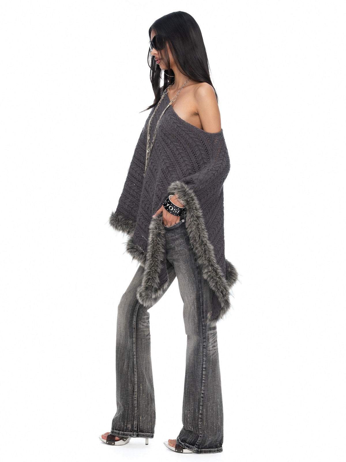 JYOSEI Asymmetric Hollow Out Merino Wool Women&