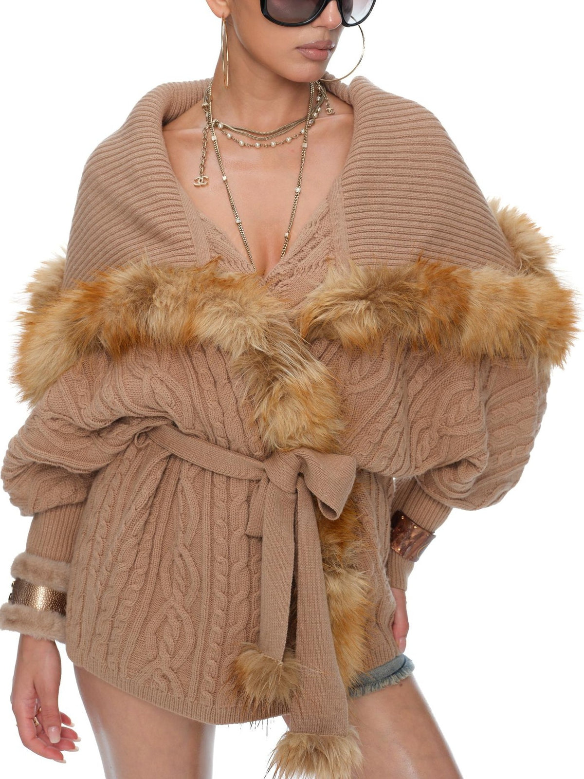 JYOSEI Batwing Sleeve Paneled Lace Up Women&