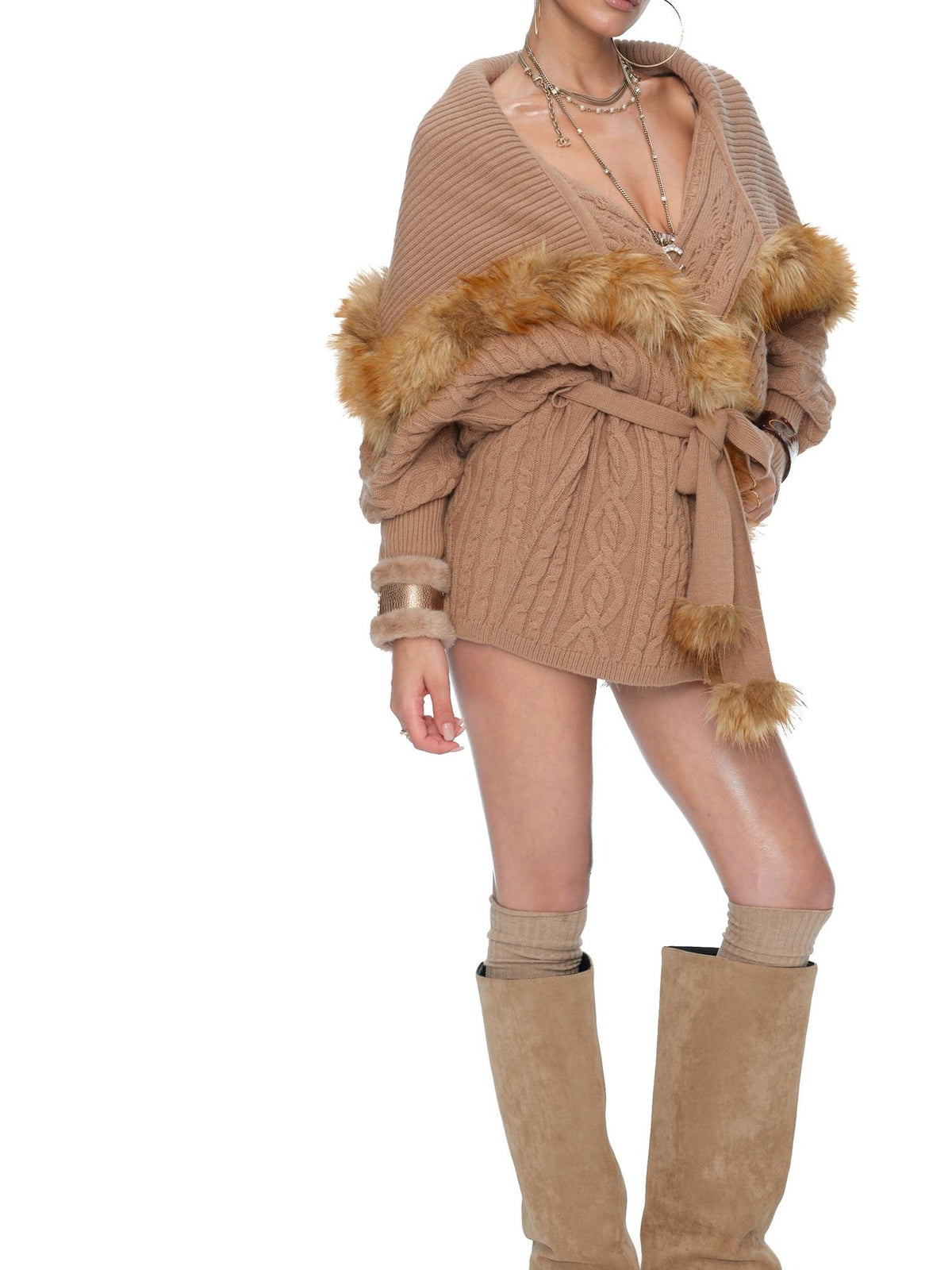 JYOSEI Batwing Sleeve Paneled Lace Up Women&