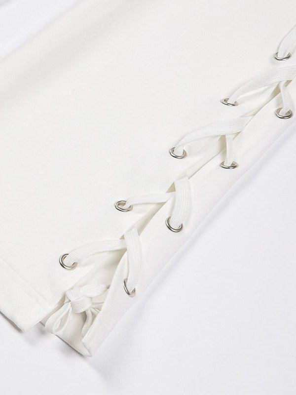 JYOSEI Black And Ivory Asymmetric Crisscross Tie Chain Women&
