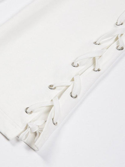 JYOSEI Black And Ivory Asymmetric Crisscross Tie Chain Women&