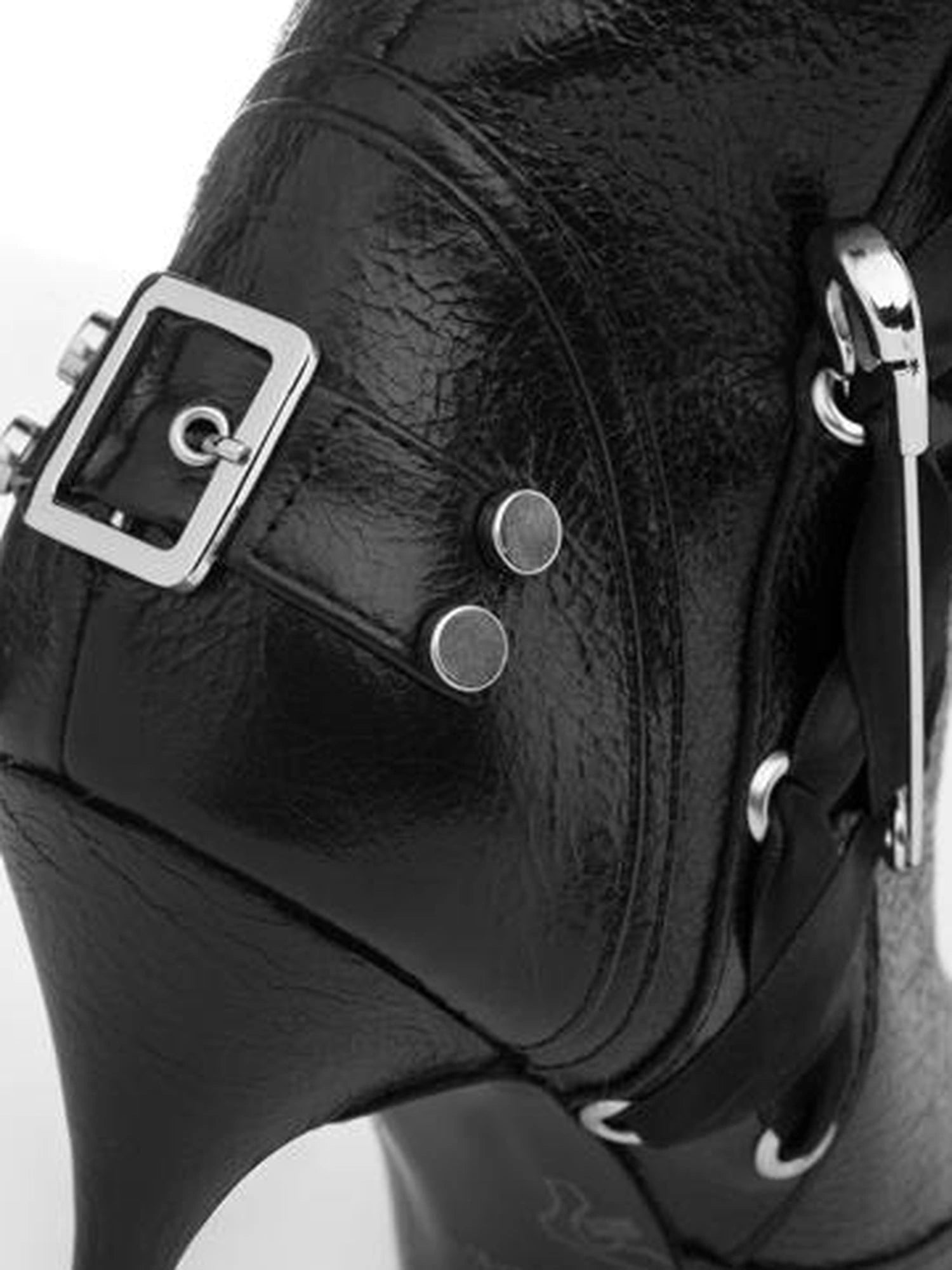 Black Cracked Leather Pointed Toe Lace Up Combat Boots