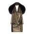 JYOSEI_Black_Gold_Fur_Splice_Foil_Halter_V-neck_Women&