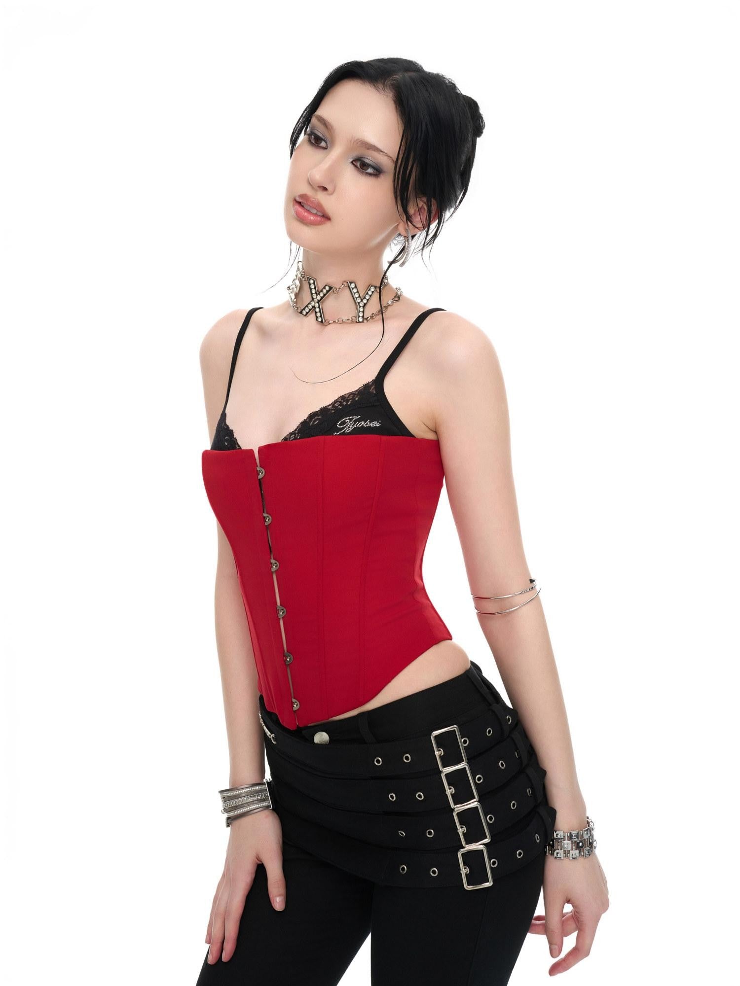 JYOSEI Black Multi Belt Metal 3D Embellished Punk Women&