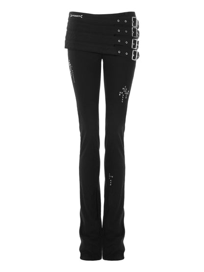 JYOSEI Black Multi Belt Metal 3D Embellished Punk Women&