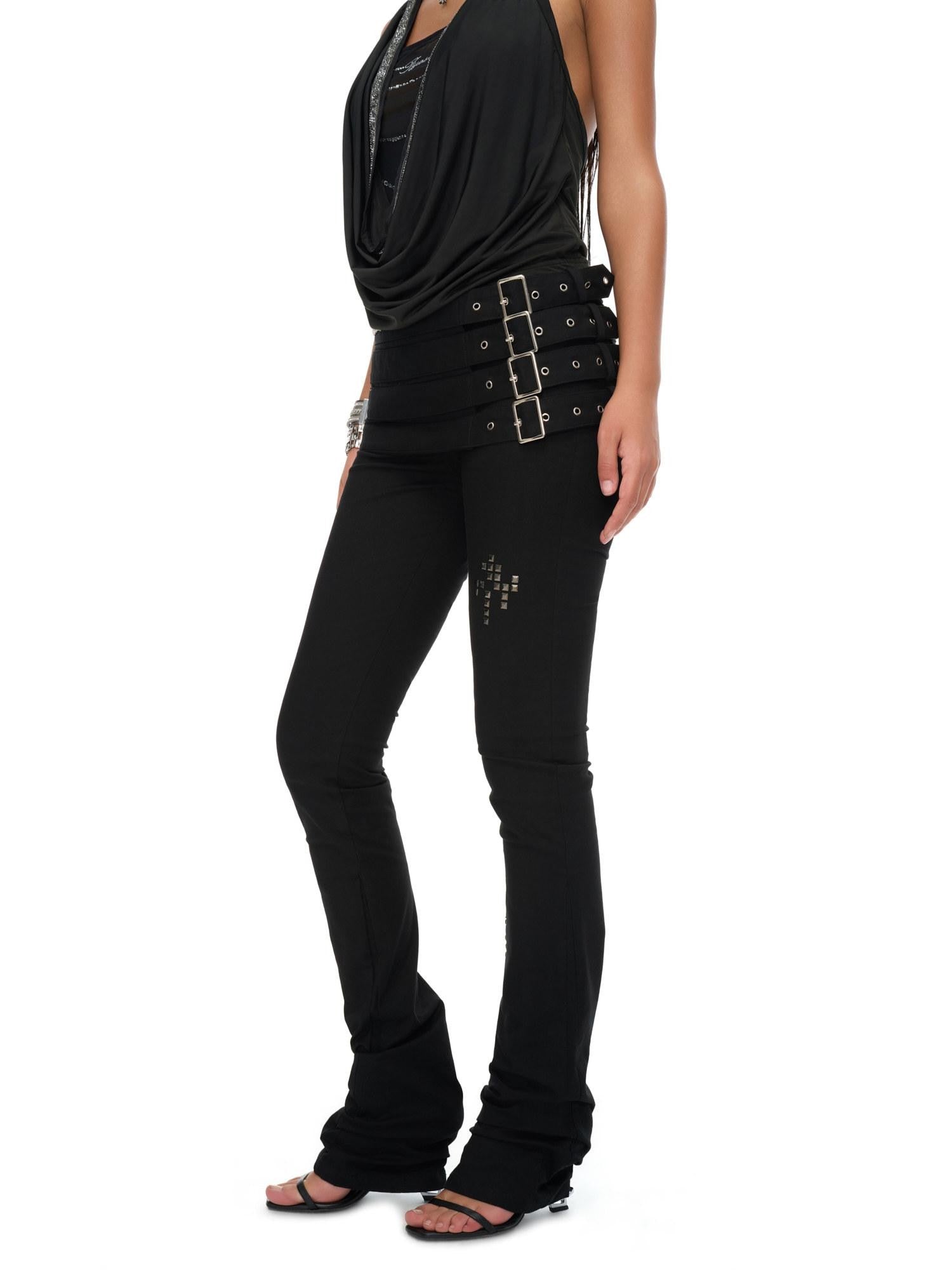 JYOSEI Black Multi Belt Metal 3D Embellished Punk Women&
