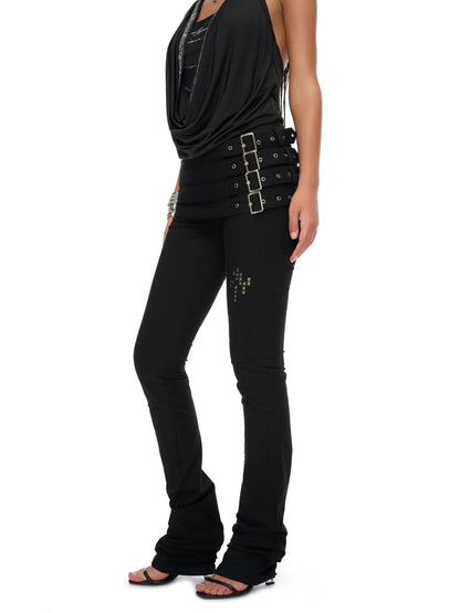 JYOSEI Black Multi Belt Metal 3D Embellished Punk Women&