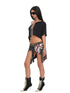 JYOSEI Black Sequin Chain Cutout Asymmetric Loose Women&