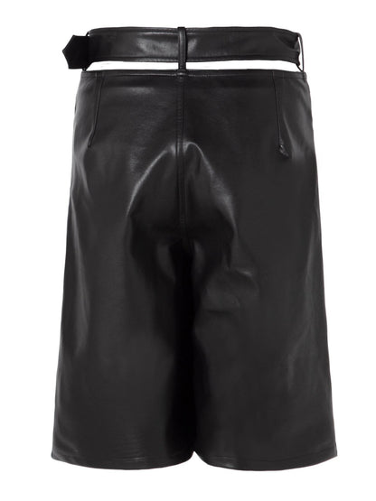 JYOSEI Black Side Zipper Low Waist Belt Straight Leg Women&