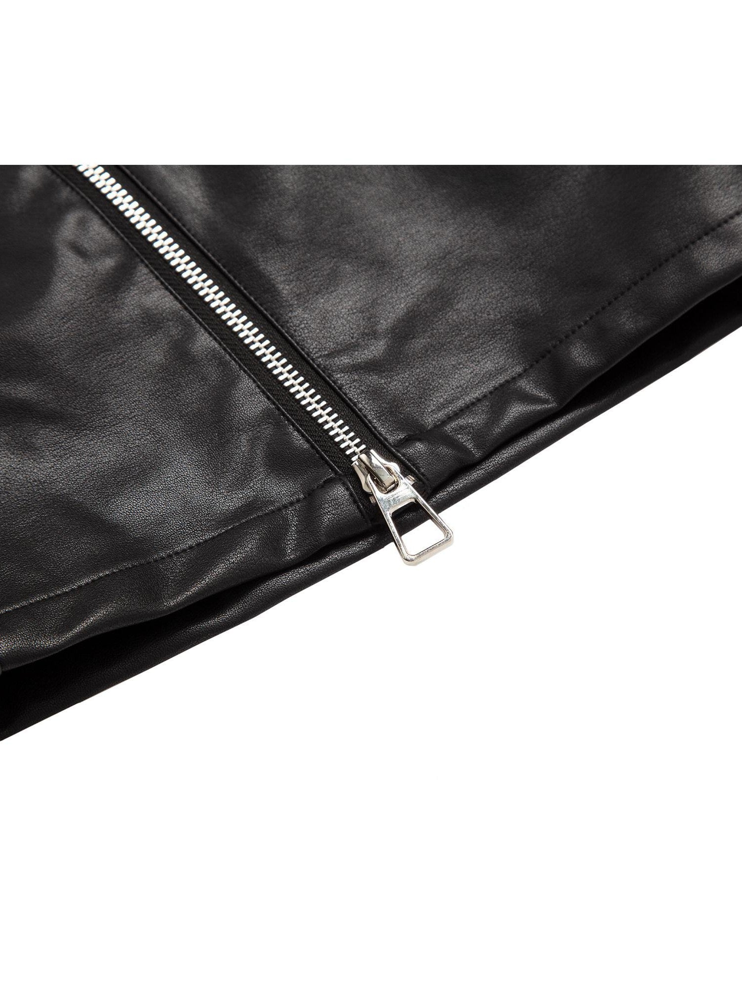 JYOSEI Black Side Zipper Low Waist Belt Straight Leg Women&