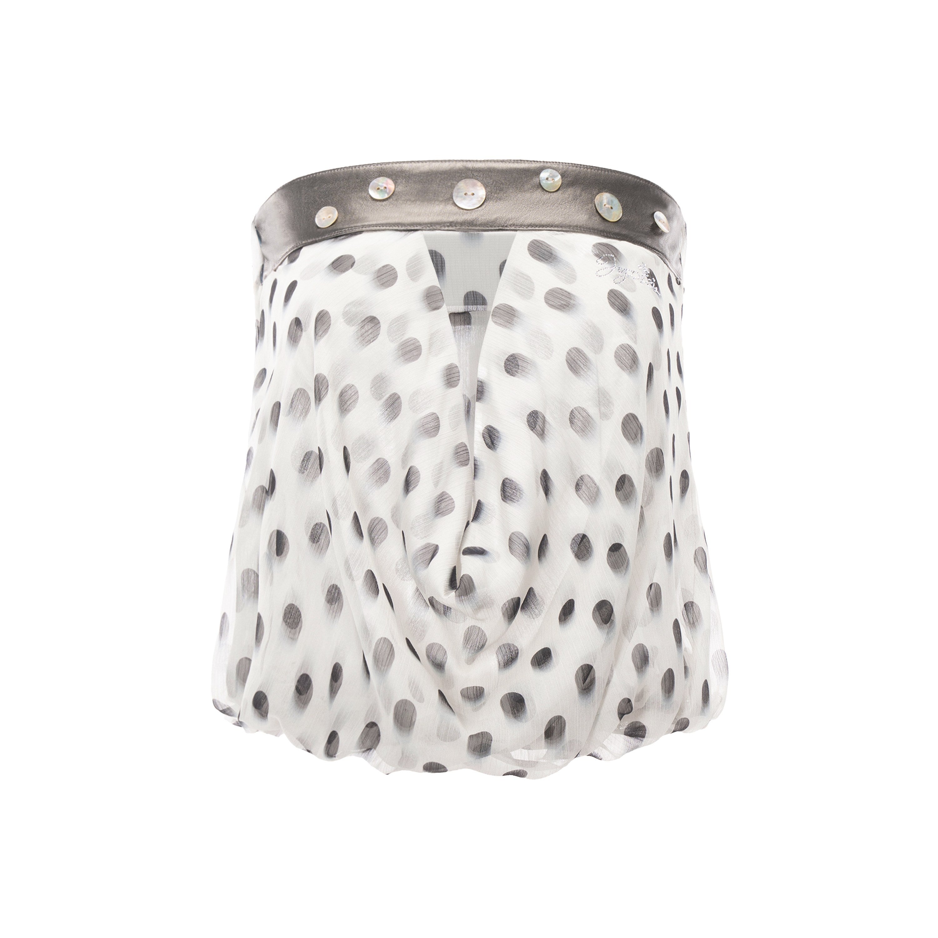 JYOSEI_Black_White_Spliced_Polka_Dot_Double_Layer_Cutout_Back_Women&