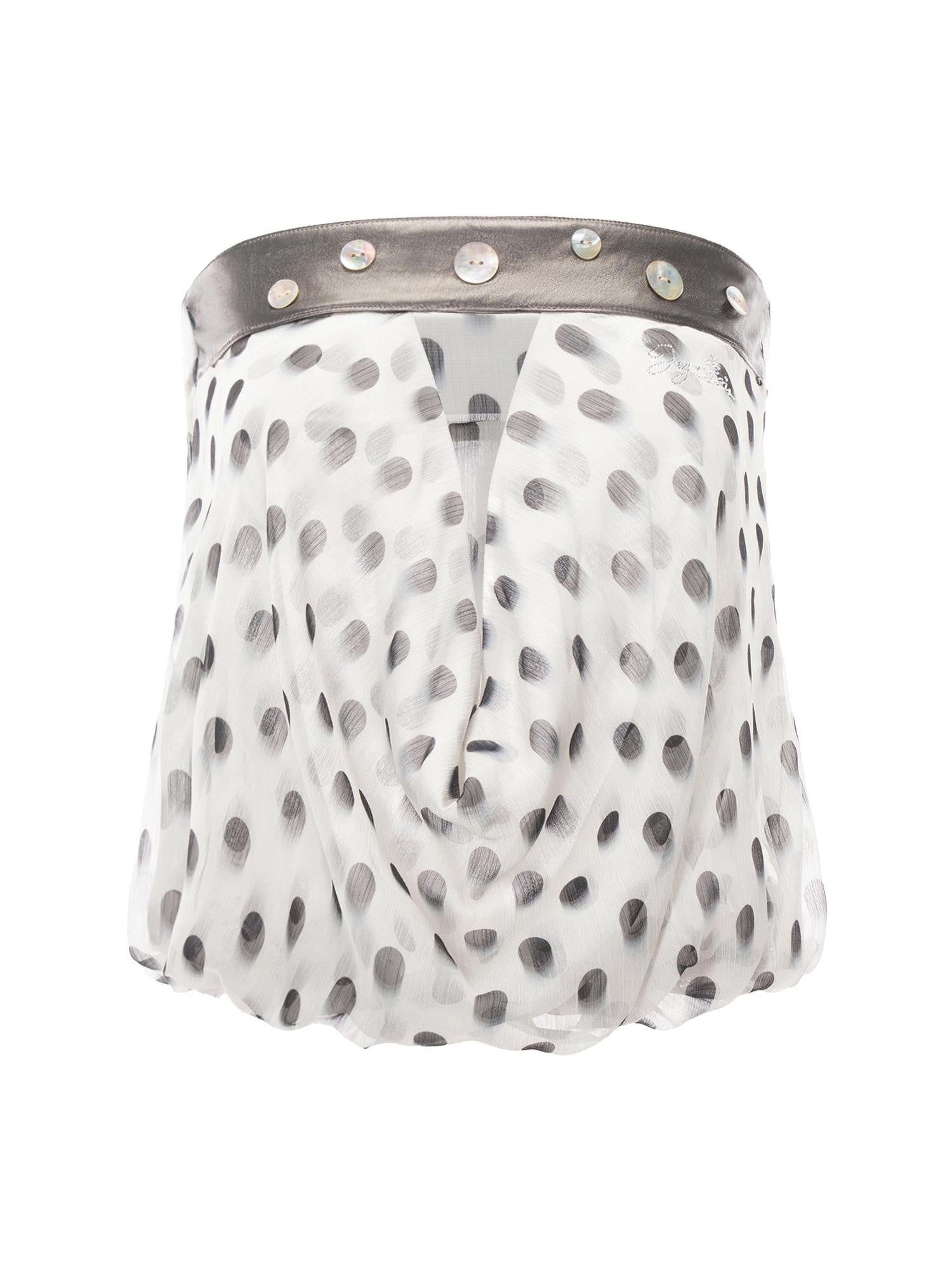 JYOSEI Black White Spliced Polka Dot Double Layer Cutout Back Women&