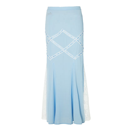 JYOSEI_Blue_Chiffon_Ruffle_Lace_Panel_V-neck_Women&