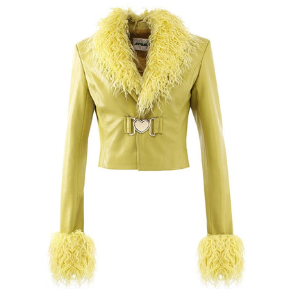 JYOSEI_Bright_Yellow_Fixed_Shearling_Collar_Women&