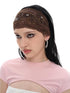 JYOSEI Brown Cutout Sequined Rhinestone Elastic Wide Band Women&