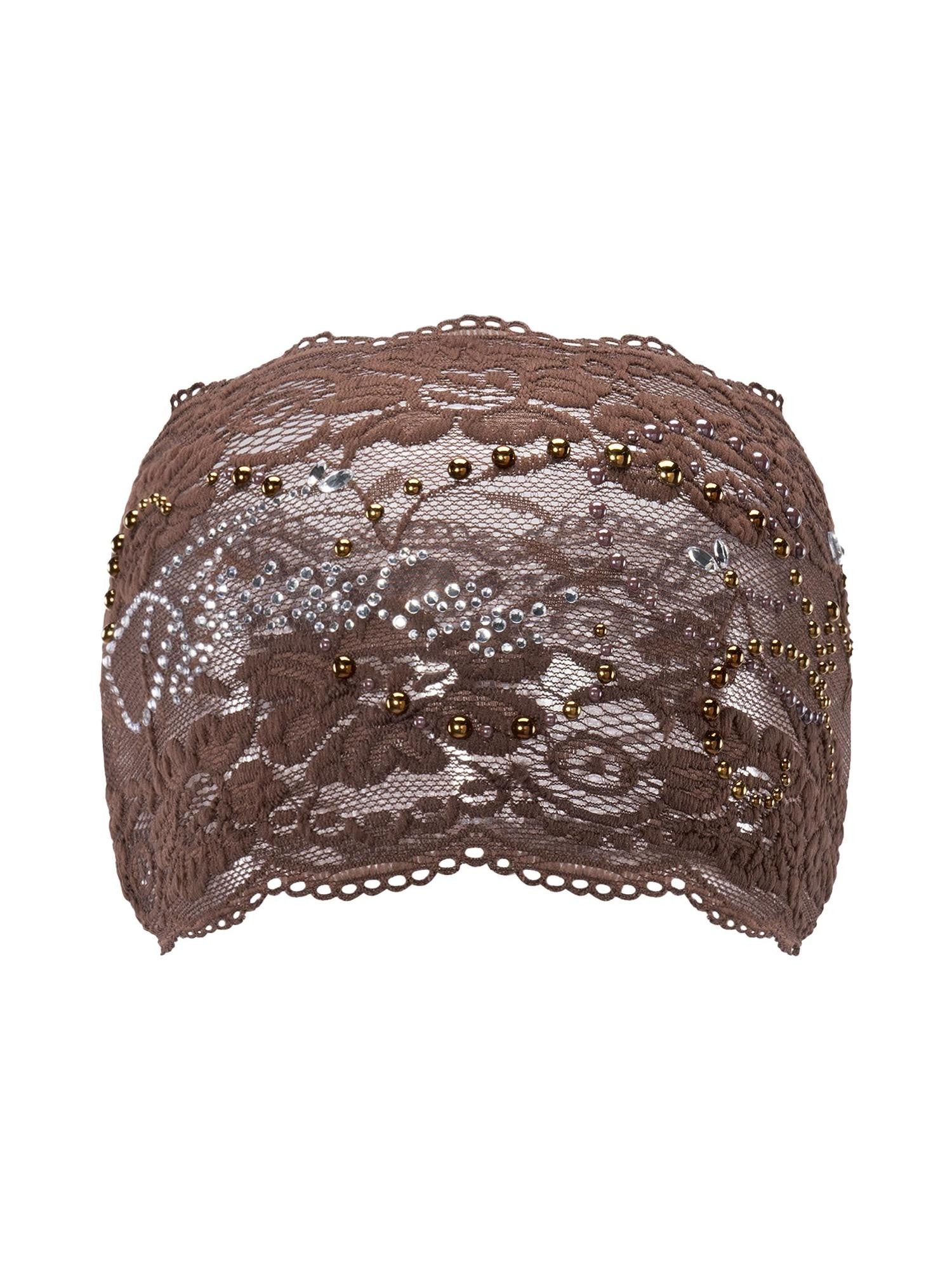 JYOSEI Brown Cutout Sequined Rhinestone Elastic Wide Band Women&