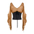 JYOSEI_Brown_Deer_Print_Off_Shoulder_Tie_Waist_V-neck_Women&