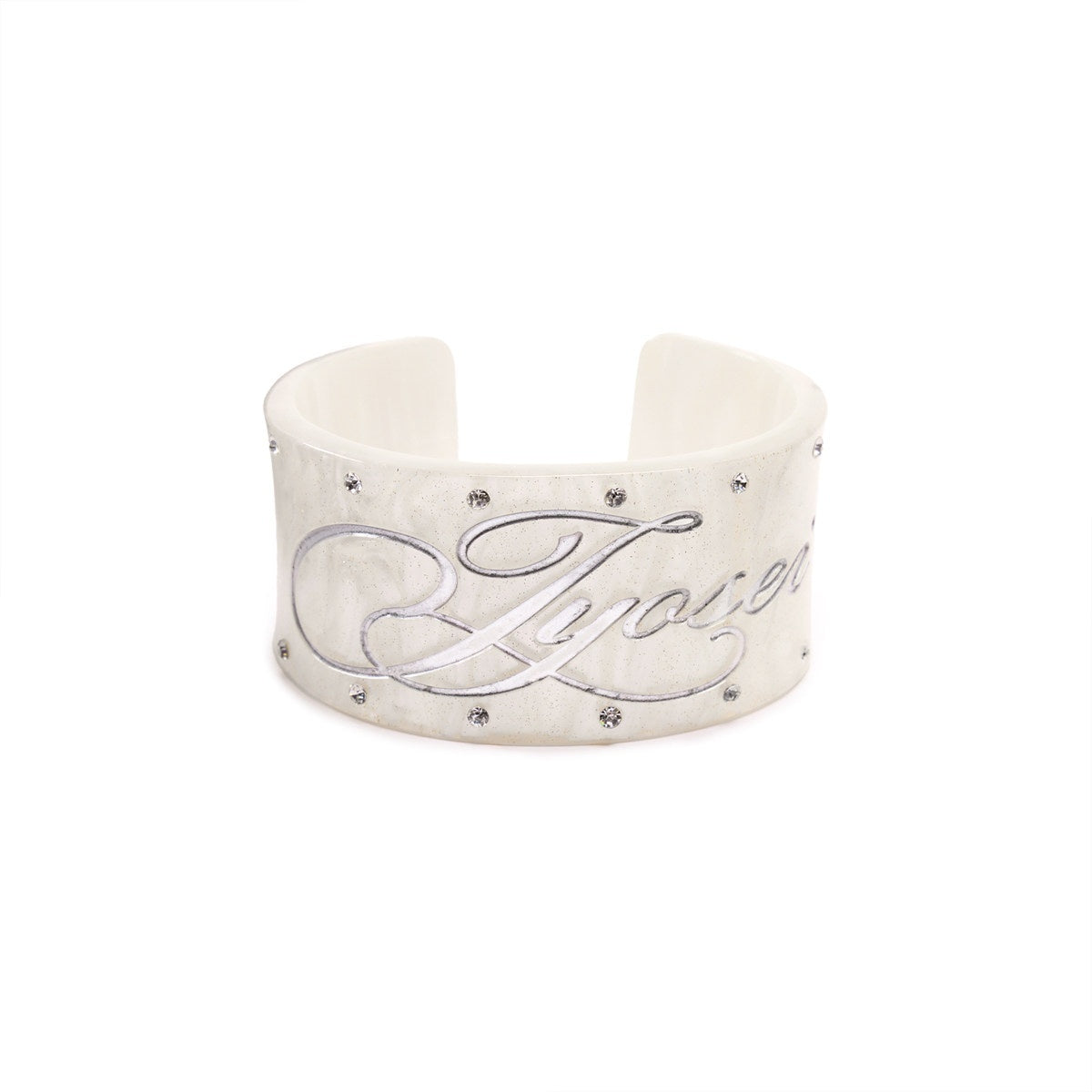 JYOSEI_Brown_White_Rhinestone_Inlaid_Wide_Open_Cuff_Women&