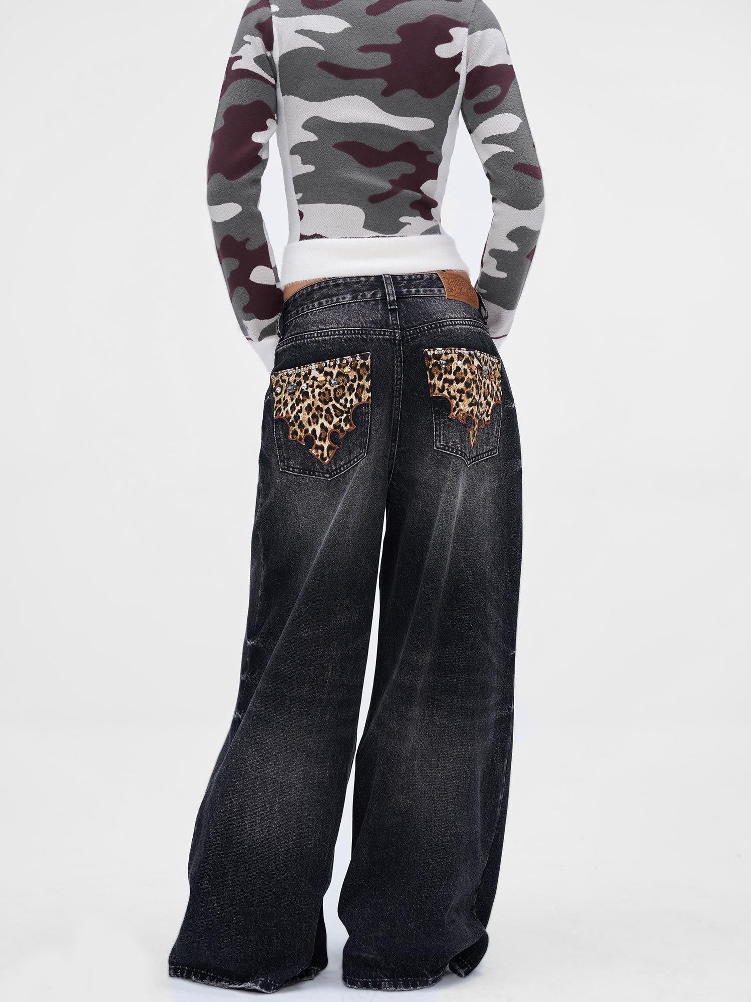 JYOSEI Camouflage Patchwork Knit High Neck Women&