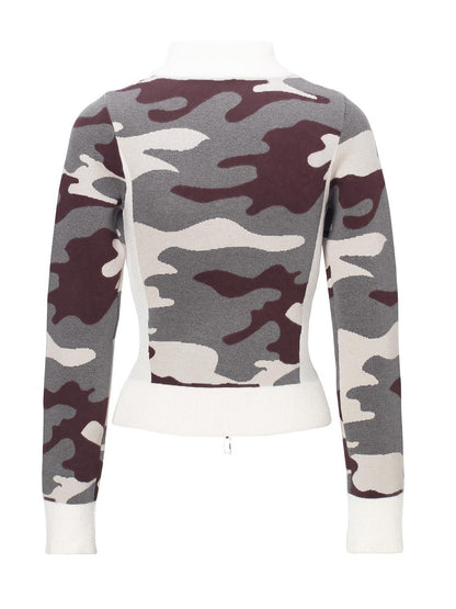 JYOSEI Camouflage Patchwork Knit High Neck Women&
