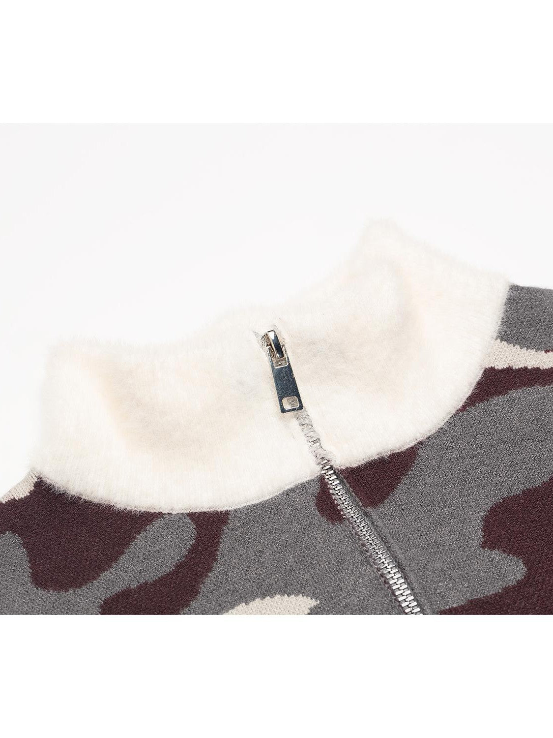 JYOSEI Camouflage Patchwork Knit High Neck Women&
