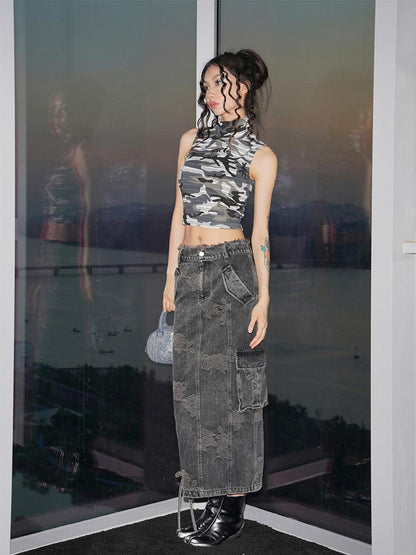 JYOSEI Camouflage Utility Sleeveless Women&
