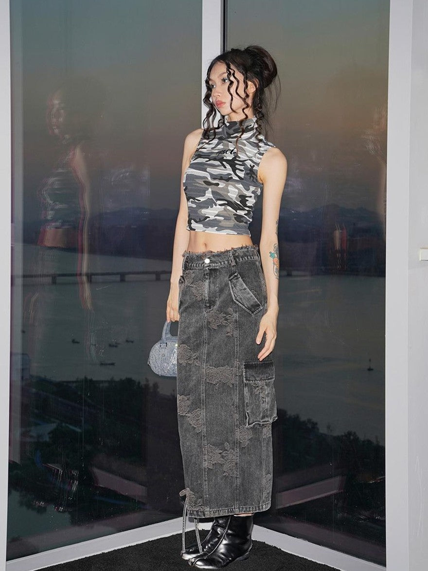 JYOSEI Camouflage Utility Sleeveless Women&