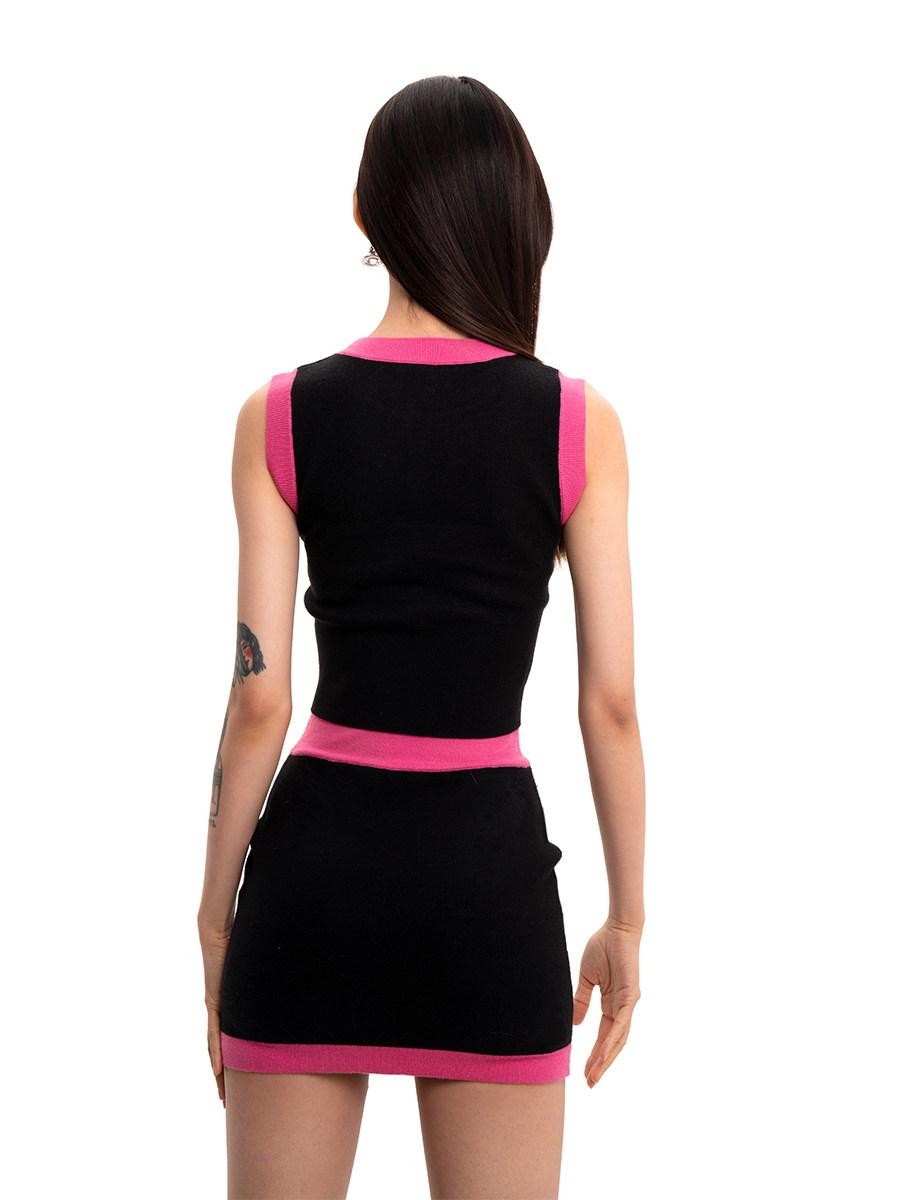 JYOSEI Cartoon Animal Jacquard Patchwork Puff Sleeve Slim Women&