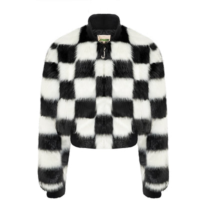 JYOSEI_Checkerboard_Faux_Mink_Quilted_Jacket_Women_Winter_Short_Coat_MISSTT
