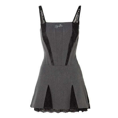JYOSEI_Chic_Euro_Spliced_Pleated_High_Waist_Aline_Sleeveless_Grey_Women_Mini_Dresses_MISSTT