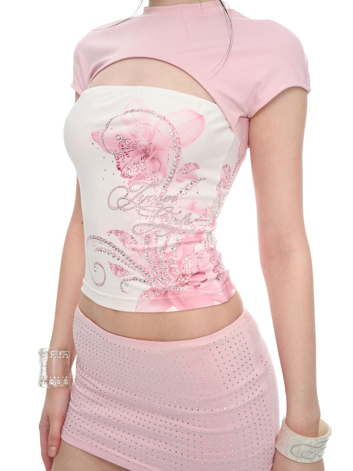JYOSEI Cutout Rhinestone Floral Bodycon Mini Women&