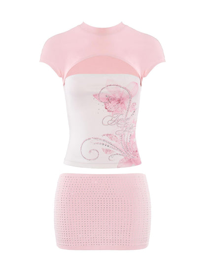 JYOSEI Cutout Rhinestone Floral Bodycon Mini Women&