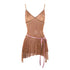 JYOSEI Deer Print Asymmetrical Hem Pink Ribbon Women&
