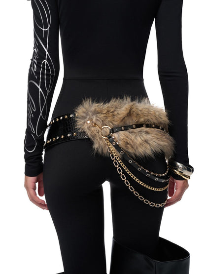 JYOSEI Detachable Chain Studded Embossed Y2K Street Women Pin Buckle 7.5Cm Belt