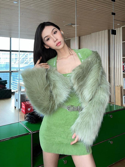 JYOSEI Embroidered High Waist Street A Line Square Neck Knit Casual Midi Dresses