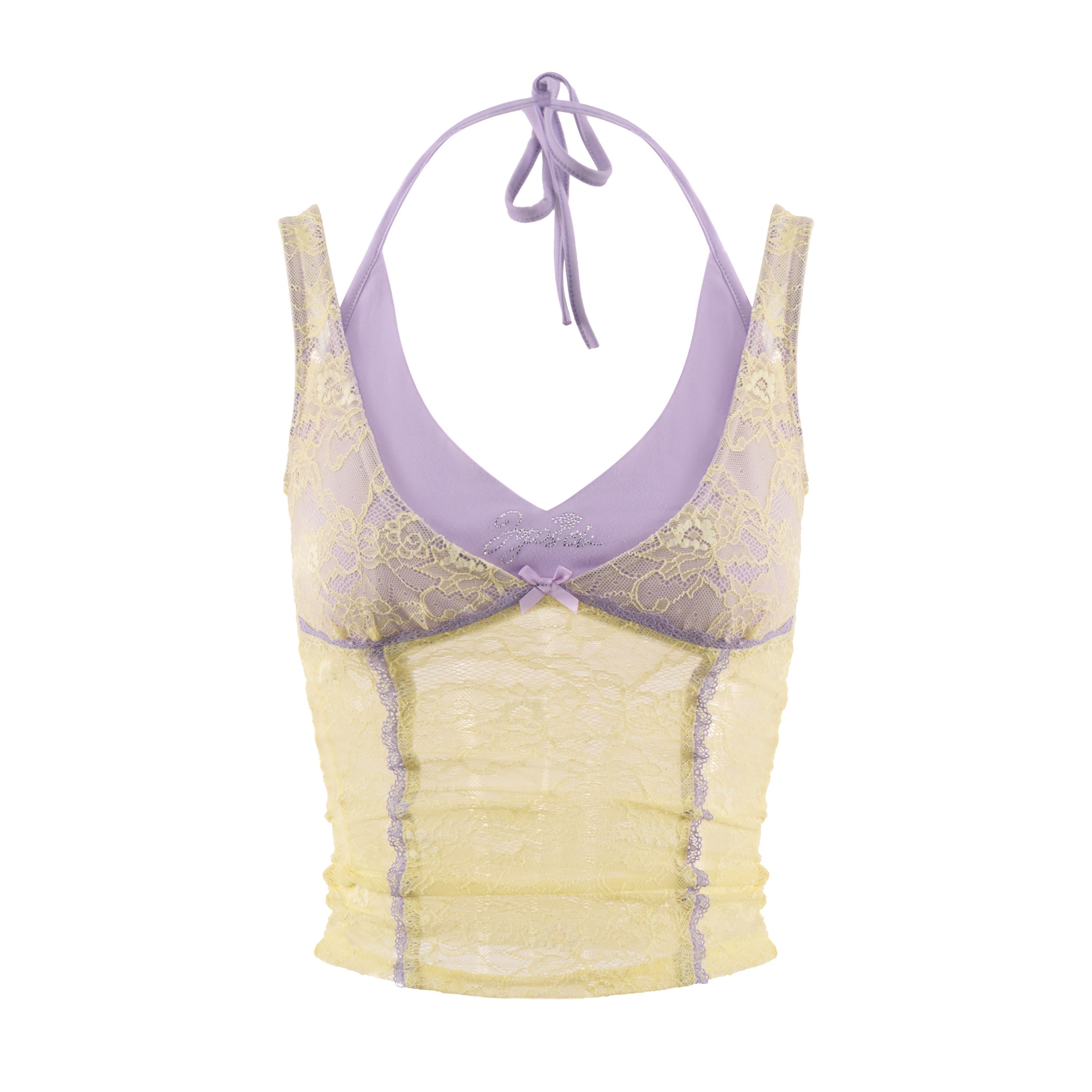 JYOSEI_Faux_Two_Piece_Halter_V-neck_Visible_Seam_Bodycon_Women&
