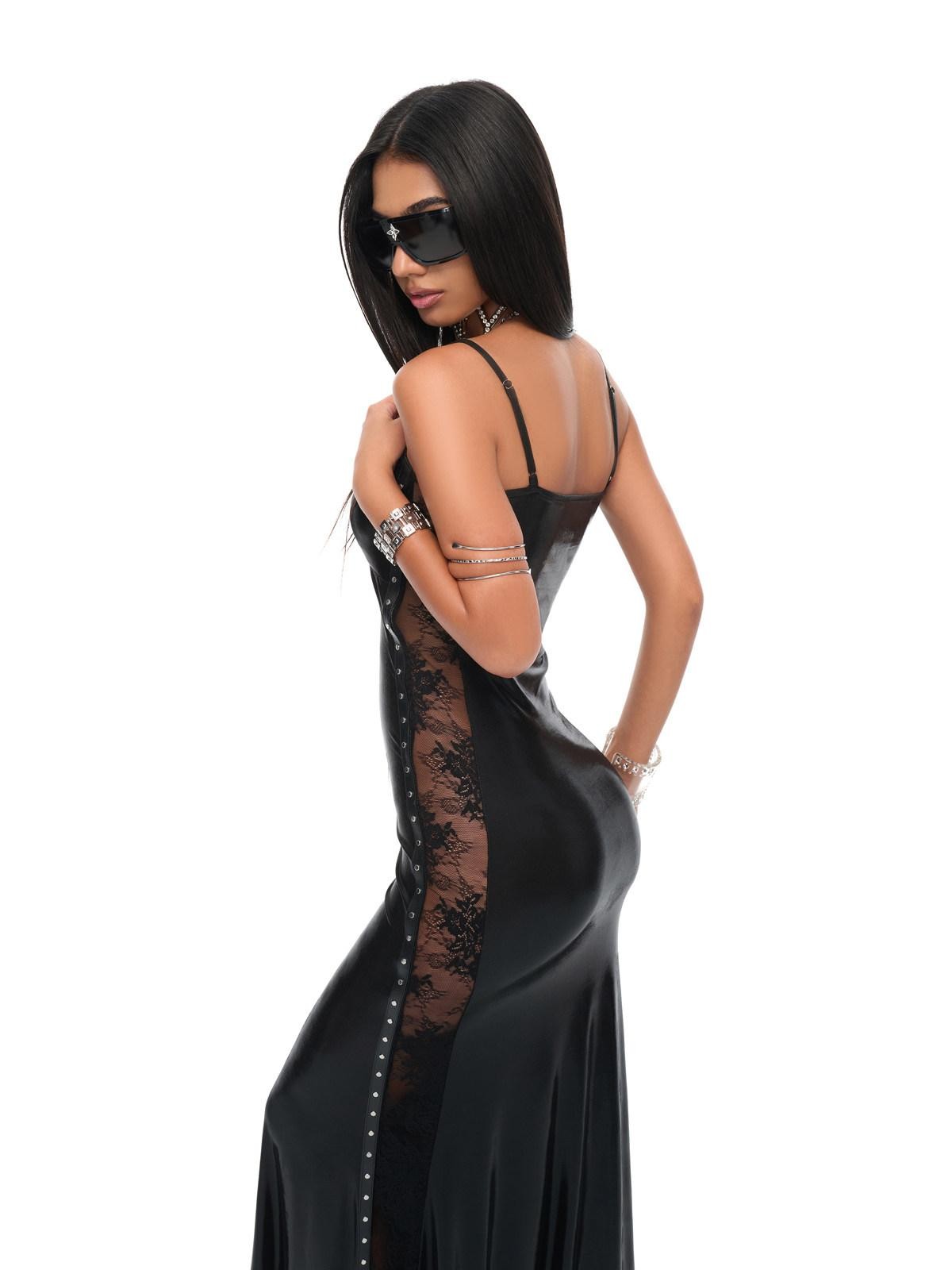 JYOSEI Glossy Lace Panel Cutout Mermaid Women&
