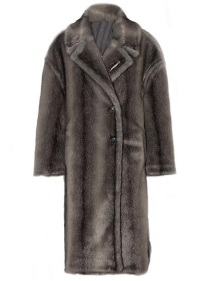 JYOSEI Gradient Gray Long Faux Fur Coat Women Winter Oversized Jacket