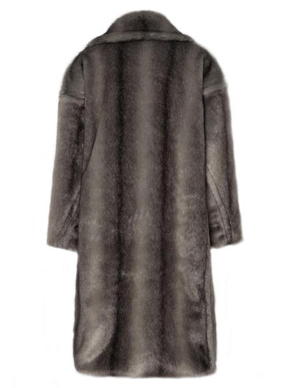 JYOSEI Gradient Gray Long Faux Fur Coat Women Winter Oversized Jacket